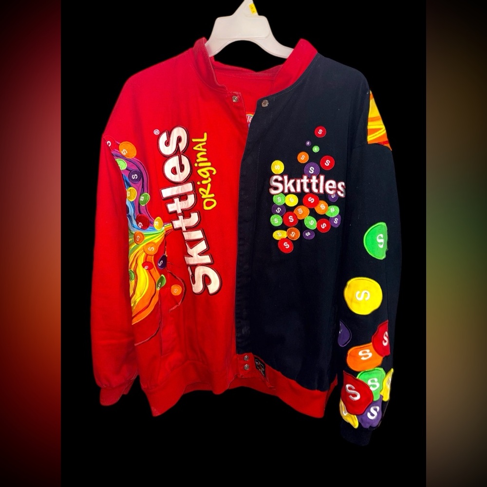 Vintage Skittles JH Design Nascar Varsity Bomber Y2K Sports Jacket